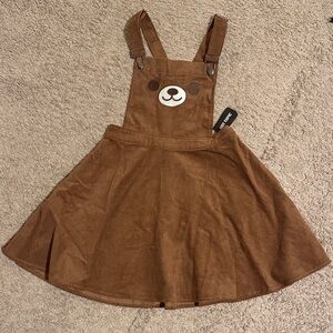 🤎 Hot Topic Corduroy Bear Overall Dress 🤎